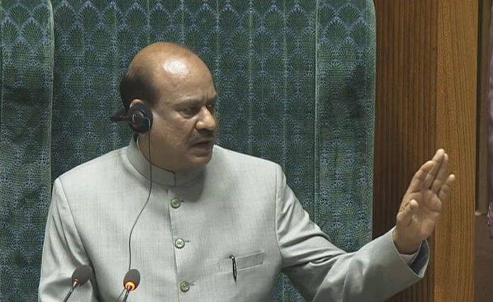 Lok Sabha Speaker Om Birla presiding the Lok Sabha during the Budget session of Parliament, in New Delhi on Friday. (tv grab) (UNI) Lok Sabha Speaker Om Birla presiding the Lok Sabha during the Budget session of Parliament, in New Delhi on Friday. (tv grab) (UNI)