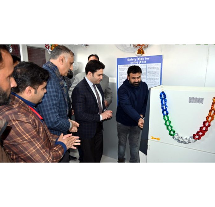 Deputy Commissioner Athar Aamir Khan inaugurating JKB ATM at Laroo on Tuesday.