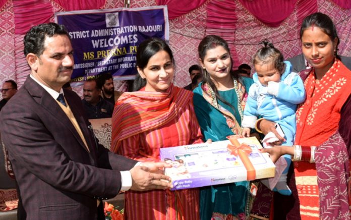 Commissioner Secretary distributing baby care kits during Beti Bachao Beti Padhao campaign on Tuesday. Commissioner Secretary distributing baby care kits during Beti Bachao Beti Padhao campaign on Tuesday.