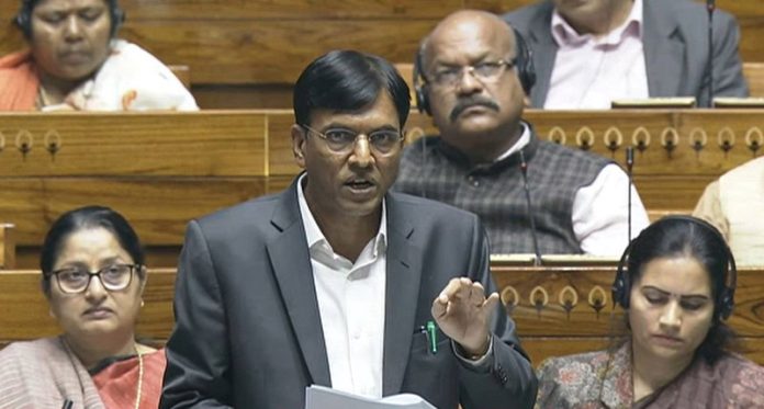 Union Health Minister Mansukh Mandaviya speaks in Lok Sabha during the Budget session of Parliament, in New Delhi on Friday. (TV GRAB) (UNI) Union Health Minister Mansukh Mandaviya speaks in Lok Sabha during the Budget session of Parliament, in New Delhi on Friday. (TV GRAB) (UNI)