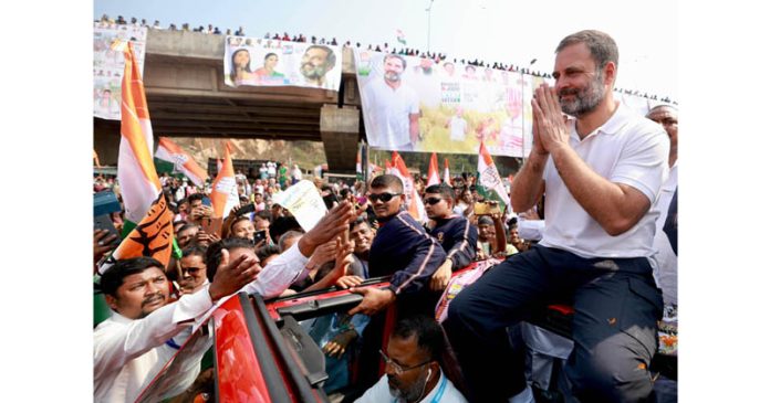 Congress leader Rahul Gandhi waving supporters during Bharat Jodo Nyay Yatra, in Rourkela on Wednesday. (UNI) Congress leader Rahul Gandhi waving supporters during Bharat Jodo Nyay Yatra, in Rourkela on Wednesday. (UNI)