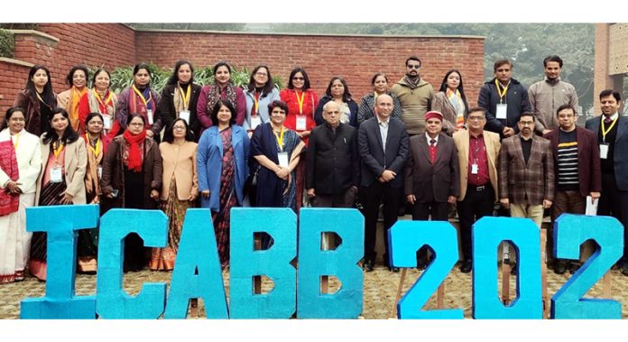 Participants from national and international industrial houses posing during an International Conference held at Noida on Thursday.