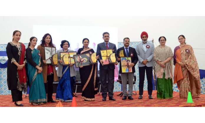 Dignitaries posing during Global Sustainability Fest at Jammu Sanskriti School.