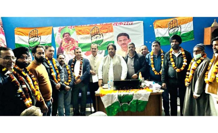 JKPCC working president Raman Bhalla at a public meeting in Jammu on Wednesday.