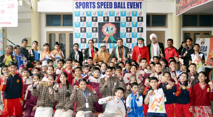 Speedball players posing with dignitaries at Jammu. Speedball players posing with dignitaries at Jammu.
