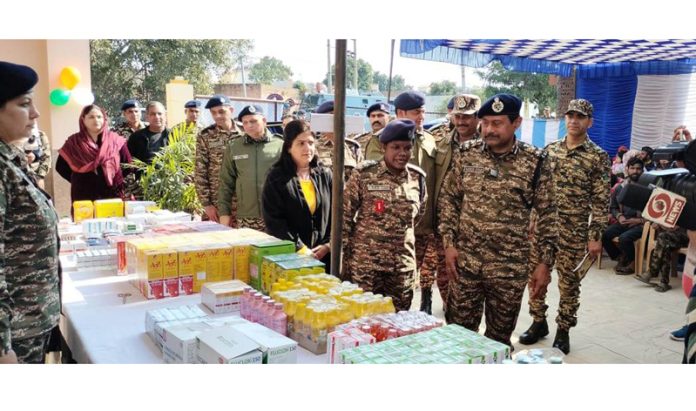 CRPF officers during visit to medical camp at Channi Rama on Tuesday.