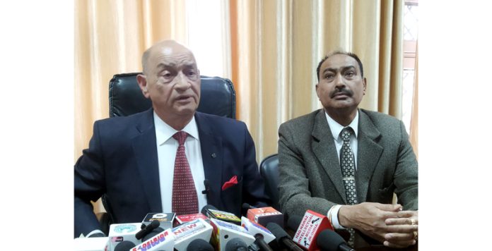 Dharmarth Trust President and Secretary addressing press conference at Jammu on Tuesday. Dharmarth Trust President and Secretary addressing press conference at Jammu on Tuesday.