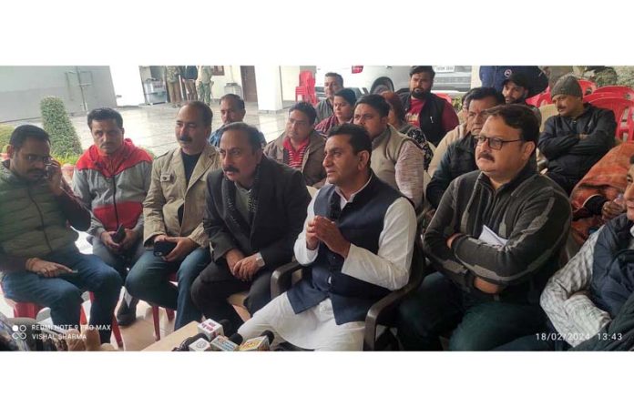 BJP leaders during a meeting at Kathua on Sunday.