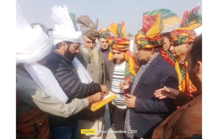 BJP general secretary and former MLC, Vibodh Gupta interacting with leaders of Gujjar, Bakerwal and Pahari Tribes during a programme at Bhatindi on Saturday. BJP general secretary and former MLC, Vibodh Gupta interacting with leaders of Gujjar, Bakerwal and Pahari Tribes during a programme at Bhatindi on Saturday.