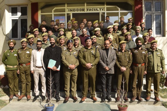 Police personnel posing for a group photograph at the start of a training programme in PTTI Vijaypur on Thursday. Police personnel posing for a group photograph at the start of a training programme in PTTI Vijaypur on Thursday.