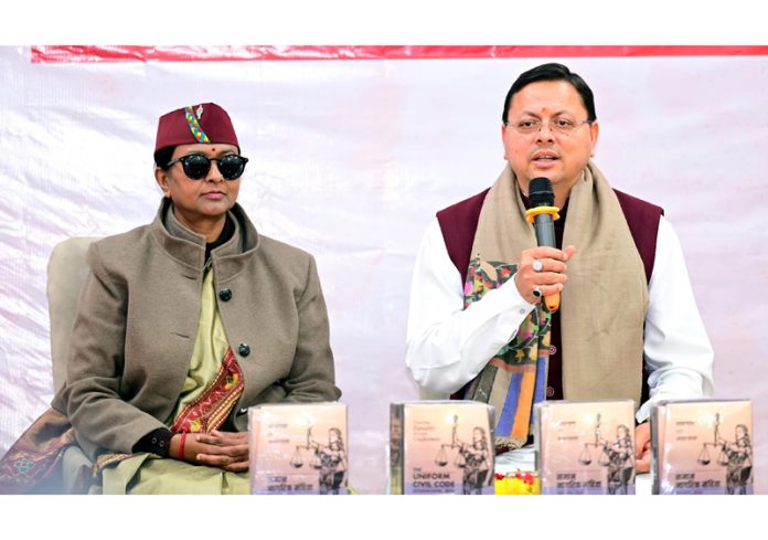 U’khand’s CM Pushkar Singh Dhami addressing during a function held on Friday.