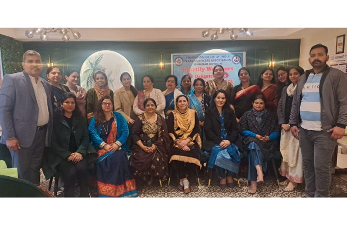 Women Officers of LIC and others during a convention in Jammu on Saturday. Women Officers of LIC and others during a convention in Jammu on Saturday.