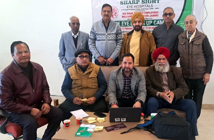Dignitaries during an eye camp at Jammu on Sunday.