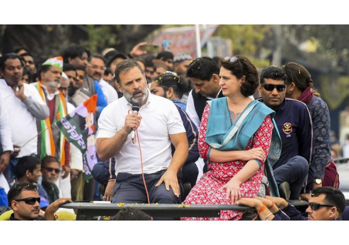 Congress MP Rahul Gandhi with sister and party leader Priyanka Vadra during the ‘Bharat Jodo Nyay Yatra’, in Aligarh, on Sunday. Congress MP Rahul Gandhi with sister and party leader Priyanka Vadra during the ‘Bharat Jodo Nyay Yatra’, in Aligarh, on Sunday.