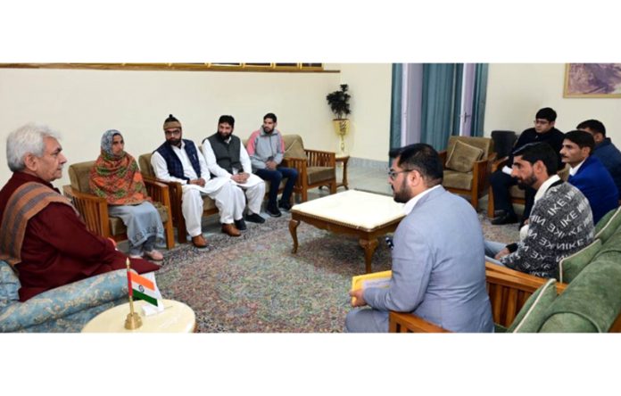 LG Manoj Sinha chairing a meeting in Poonch on Sunday.