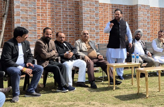 JKPCC president Vikar Rasool Wani addressing party meeting in Jammu on Sunday. JKPCC president Vikar Rasool Wani addressing party meeting in Jammu on Sunday.