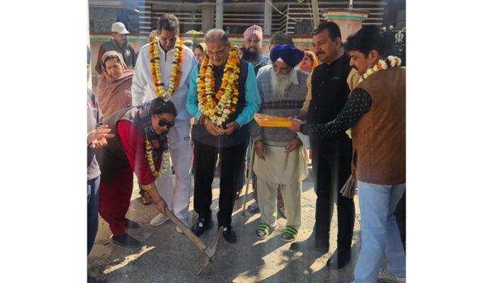 Senior BJP leader and former Dy CM, Kavinder Gupta kick starting development works in Cantonment area Jammu on Saturday.