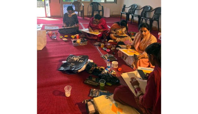 Artists at workshop on Basohli paintings at IGNCA Jammu on Wednesday. Artists at workshop on Basohli paintings at IGNCA Jammu on Wednesday.
