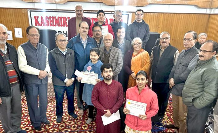 Children posing with KP Sabha representatives at a Hearath Milan function held in Sabha premises at Ambphalla on Saturday. Children posing with KP Sabha representatives at a Hearath Milan function held in Sabha premises at Ambphalla on Saturday.