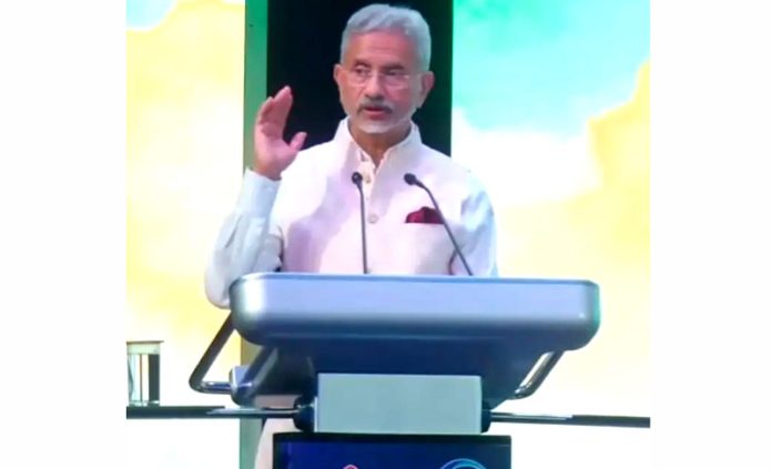 External Affairs Minister S Jaishankar addressing the Indian community members at Singapore on Sunday. External Affairs Minister S Jaishankar addressing the Indian community members at Singapore on Sunday.