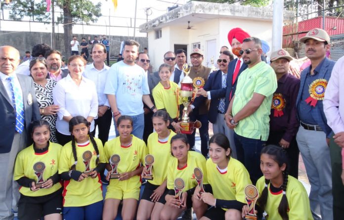 Winning team posing with dignitaries during closing ceremony at Jammu on Sunday. Winning team posing with dignitaries during closing ceremony at Jammu on Sunday.
