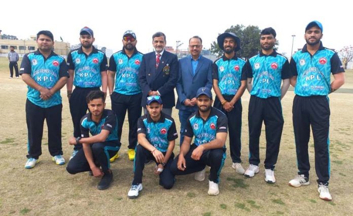 A cricket team posing with dignitaries at Katra on Wednesday.