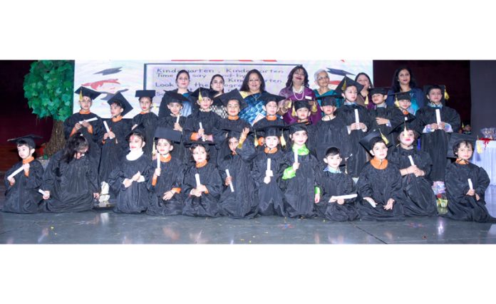 UKG students of Jodhamal posing during the Graduation Day ceremony on Monday. 