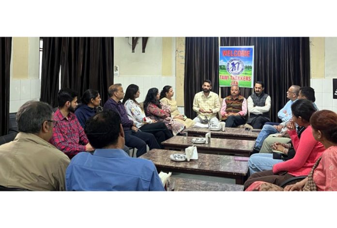 Core Members of Tawi Trekkers J&K during a meeting at Jammu on Friday. Core Members of Tawi Trekkers J&K during a meeting at Jammu on Friday.