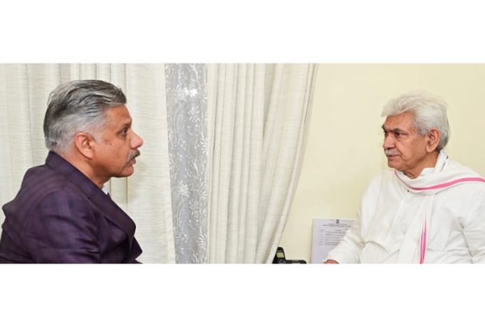 Advocate Abhinav Sharma during meeting with LG Manoj Sinha.