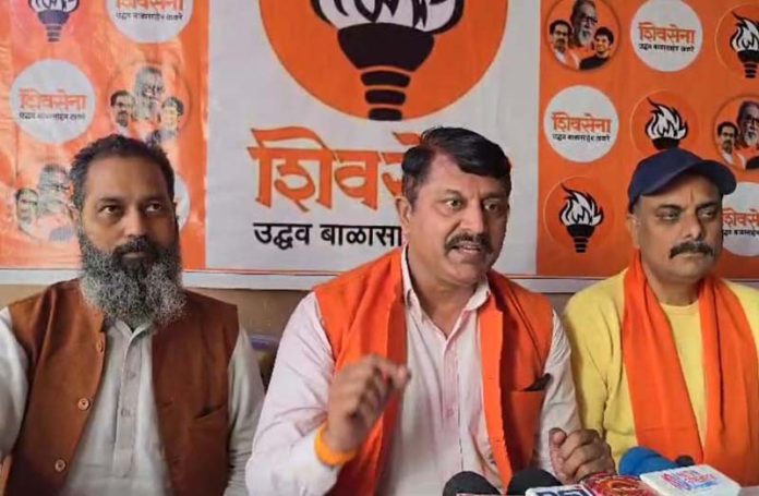 Shiv Sena J&K chief, Manish Sahni addressing a press conference at Jammu on Thursday.