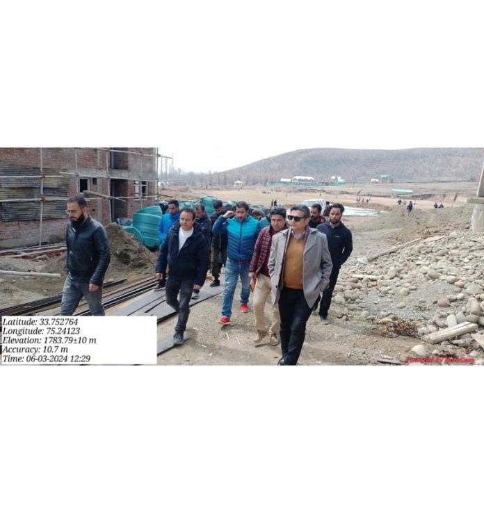 Relief and Rehabilitation Commissioner, Dr Arvind Karwani taking stock of the under construction package employees’ colonies in South Kashmir.