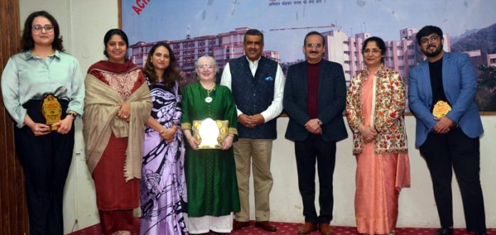 Dignitaries posing for a photograph after a scientific lecture at Acharya Shri Chander College of Medical Sciences & Hospital in Jammu.