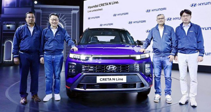 Un Soo Kim, MD & CEO, HMIL, launching CRETA N Line in Jammu on Wednesday.