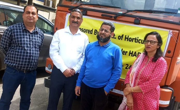 AGMO Nitasha Mahajan handing over first Refer Van to Sanjay Chopra in Jammu on Friday.
