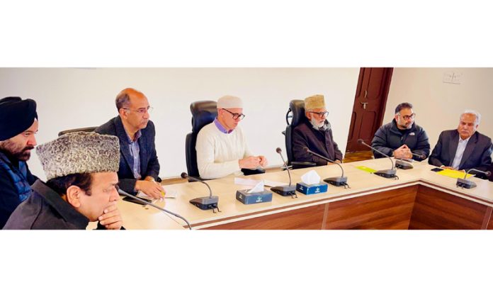 NC vice president, Omar Abdullah chairing meeting of party functionaries at Srinagar on Wednesday. NC vice president, Omar Abdullah chairing meeting of party functionaries at Srinagar on Wednesday.
