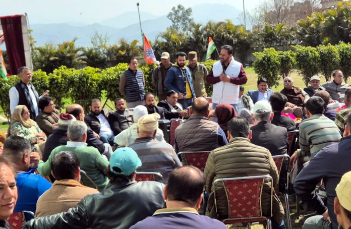 JKPCC president, V.R Wani addressing party workers’ meeting at Udhampur.