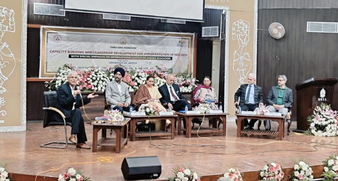 Prof Neelu Rohmetra, Dean of Research Studies, JU along with other panellists during a workshop organised on Wednesday.
