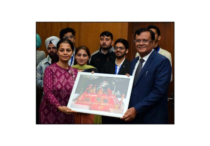 Prof. Pragati Kumar, Vice Chancellor SMVDU felicitating students during a function on Thursday. Prof. Pragati Kumar, Vice Chancellor SMVDU felicitating students during a function on Thursday.