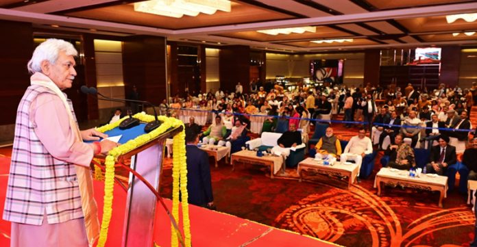 Lt Governor Manoj Sinha addressing the inaugural ceremony of the industrial unit of Bloomtex Industries Pvt Ltd. Lt Governor Manoj Sinha addressing the inaugural ceremony of the industrial unit of Bloomtex Industries Pvt Ltd.