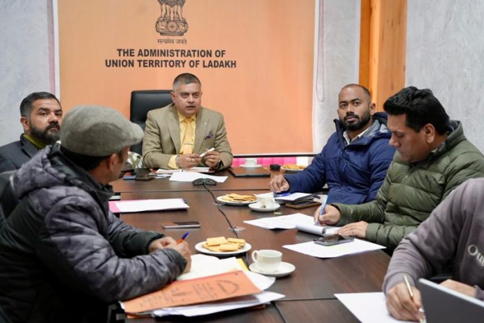 Secretary DMRRR Ladakh, Amit Sharma chairing a meeting of officers at Civil Secretariat, Leh.