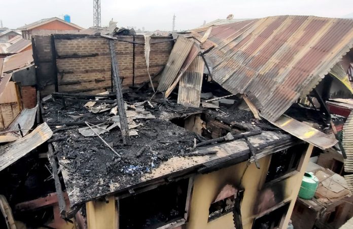 Residential house gutted during overnight blaze in Pathar Masjid area of Srinagar on Wednesday. -Excelsior/Shakeel Residential house gutted during overnight blaze in Pathar Masjid area of Srinagar on Wednesday. -Excelsior/Shakeel