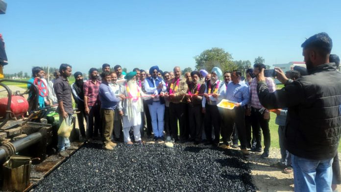 Congress leader Taranjit Singh Tony inaugurating road work in Suchetgarh on Saturday. Congress leader Taranjit Singh Tony inaugurating road work in Suchetgarh on Saturday.