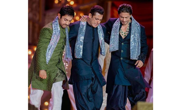 Bollywood actors Aamir Khan, Salman Khan and Shah Rukh Khan attend Anant Ambani and Radhika Merchant's pre-wedding bash, in Jamnagar.
