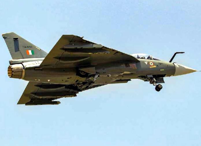 The first Aircraft LA5033 of the Tejas Mk1A Aircraft series after taking off from HAL facility in Bengaluru, Thursday. The first Aircraft LA5033 of the Tejas Mk1A Aircraft series after taking off from HAL facility in Bengaluru, Thursday.