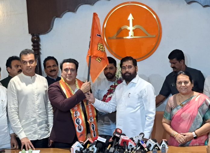 Bollywood actor Govinda joins Shiv Sena in the presence of Eknath Shinde.