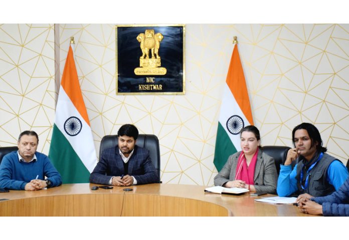 DC Kishtwar, Dr Devansh Yadav chairing a meeting of tourism enthusiasts and hoteliers.