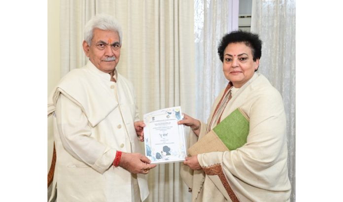 LG Manoj Sinha meeting with NCW Chairperson Rekha Sharma at Raj Bhawan in Jammu on Friday. LG Manoj Sinha meeting with NCW Chairperson Rekha Sharma at Raj Bhawan in Jammu on Friday.