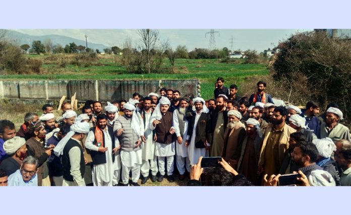 Spokesperson J&K BJP and former MLA Ramnagar Ranbir Singh Pathania during visit to Dehma on Monday.