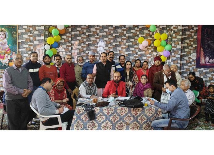 HoD Cardiology GMC & SSH Jammu Dr Sushil Sharma examining patients at Rehari Colony on Sunday. HoD Cardiology GMC & SSH Jammu Dr Sushil Sharma examining patients at Rehari Colony on Sunday.