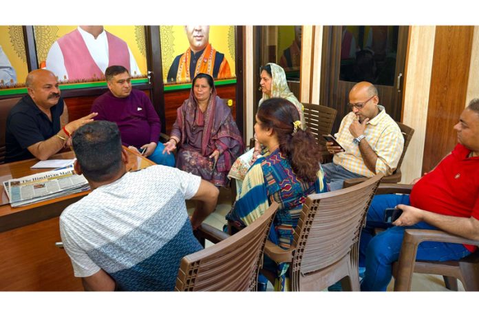 BJP vice president, Yudhvir Sethi listening people’s problems at a grievances camp at Jammu on Friday. BJP vice president, Yudhvir Sethi listening people’s problems at a grievances camp at Jammu on Friday.